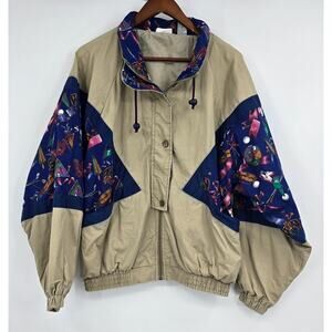 Vintage Line-Up Golf Windbreaker Jacket L — 80s 90s Preppy Sport Print